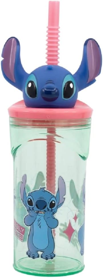 Stitch bicchiere con cannuccia 360 ml